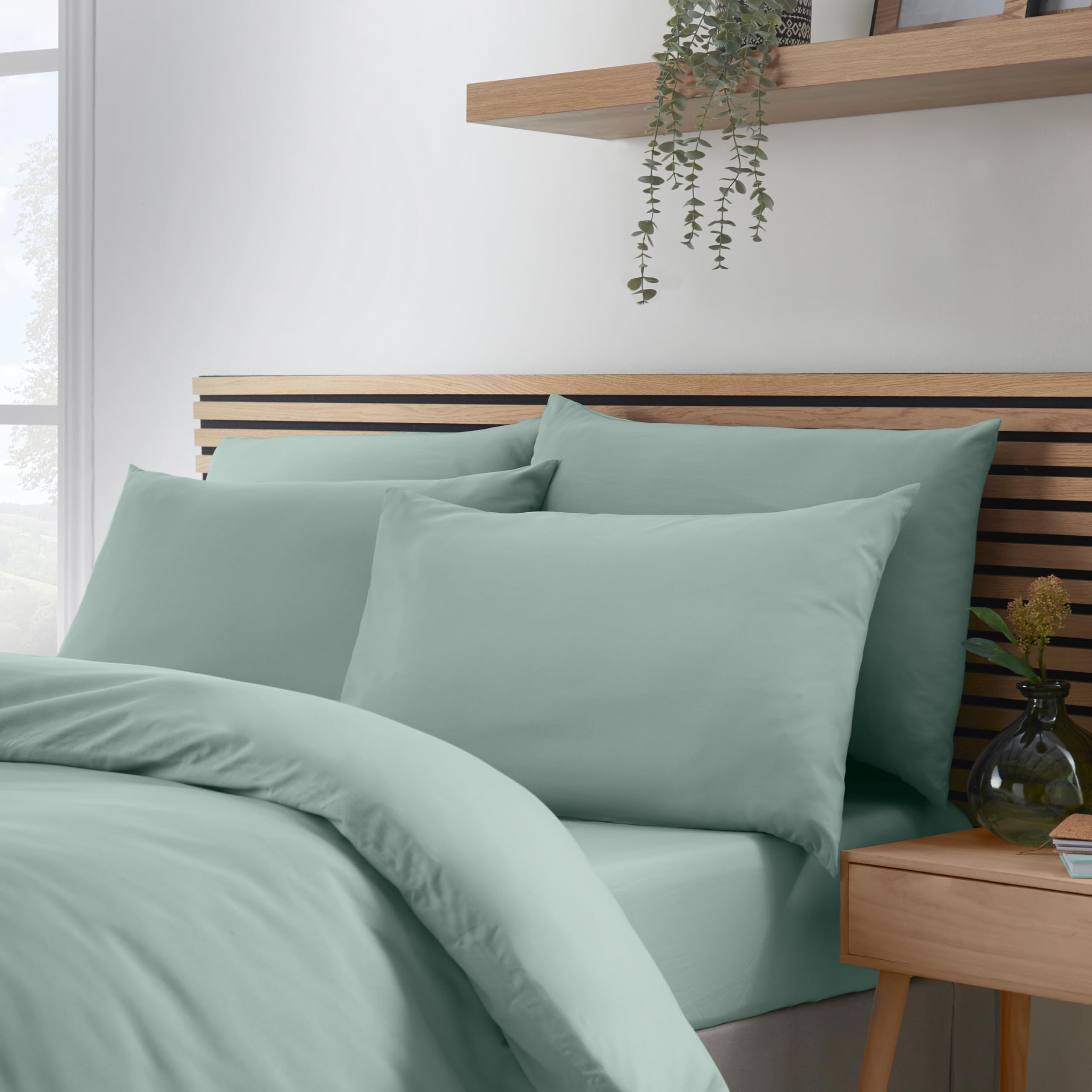 Catherine Lansfield Green So Soft Non-Iron Standard Pack Of 4 Pillowcases