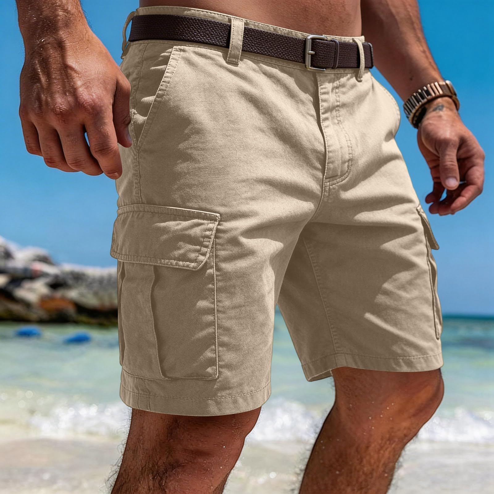 MOKBAY Pantalones Cortos De Trabajo Hombre Deporte Senderismo Montaña Pantalones Cortos Cargo Hombre Militares Casual Verano con Bolsillos