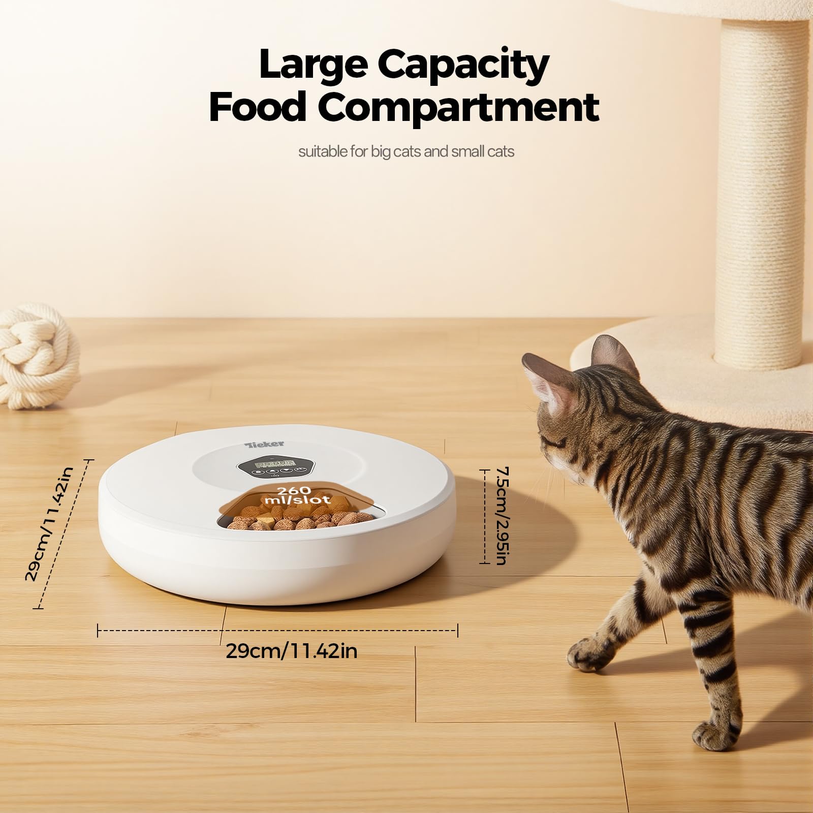 Alimentatore automatico per gatti, dispenser di cibo umido per gatti, con timer, senza fili, 5 pasti, con 2 confezioni di ghiaccio, distributore automatico di cibo per animali domestici per