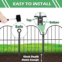 Vista 3 de Valla de Jardín, 22 pulgadas (Alto) x 10.83 pies (Largo) Valla de Metal Arqueada Resistente al Óxido Sin Excavación Borde de Valla de Jardín, Estaca