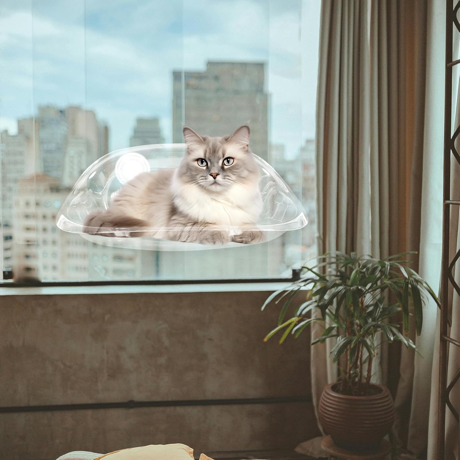 Generic Window-Mounted Cat Hammock Cups Space-Saving Hanging Bed for Cats Cozy and Breathable for Sleeping Smooth and Reusable Design