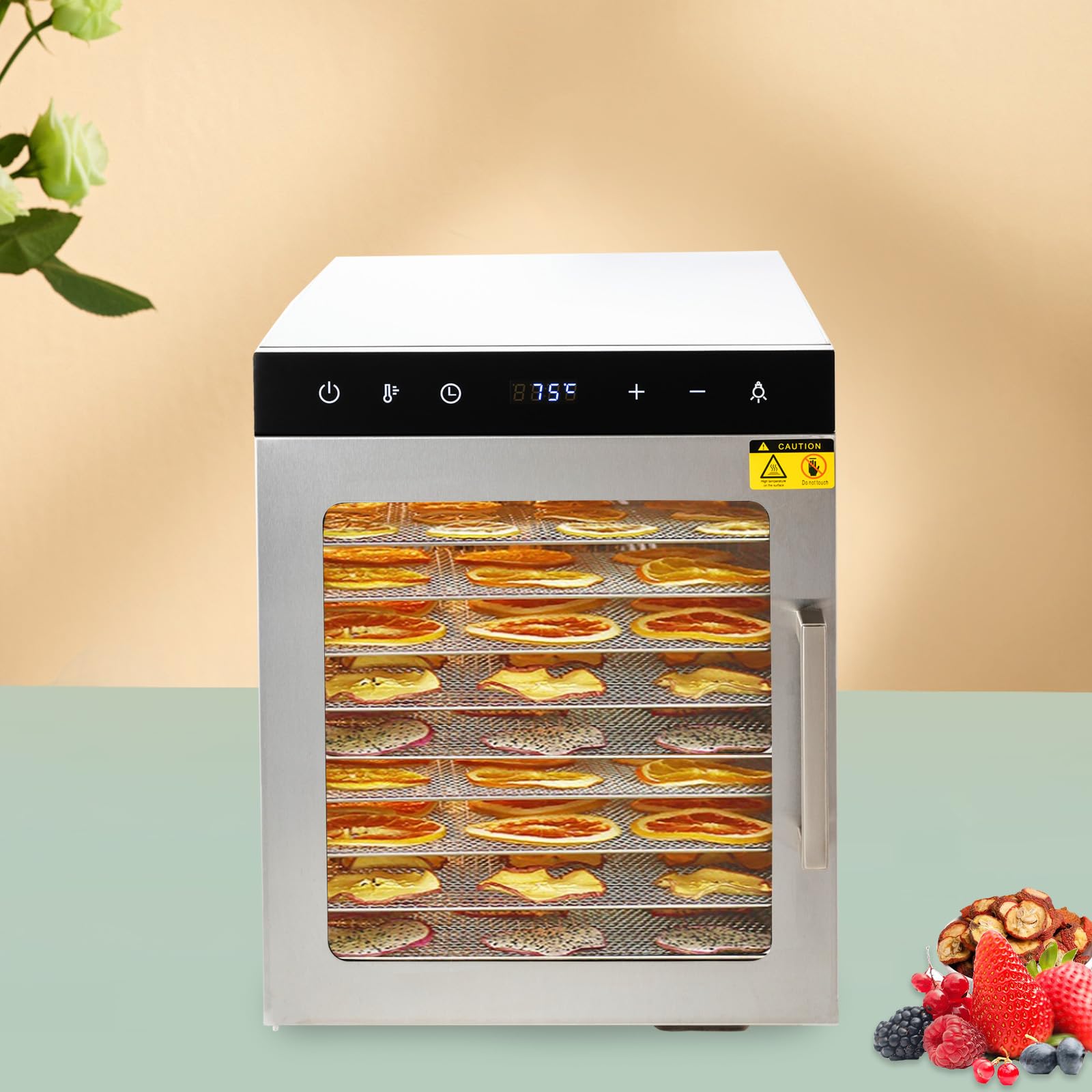Deshidratador de Alimentos,Desidratadoras de Alimentos,Deshidratador de acero inoxidable, 800 W, secador de congelación, 34,5 x 35 x 43 cm, deshidratador de verduras, secador de frutas