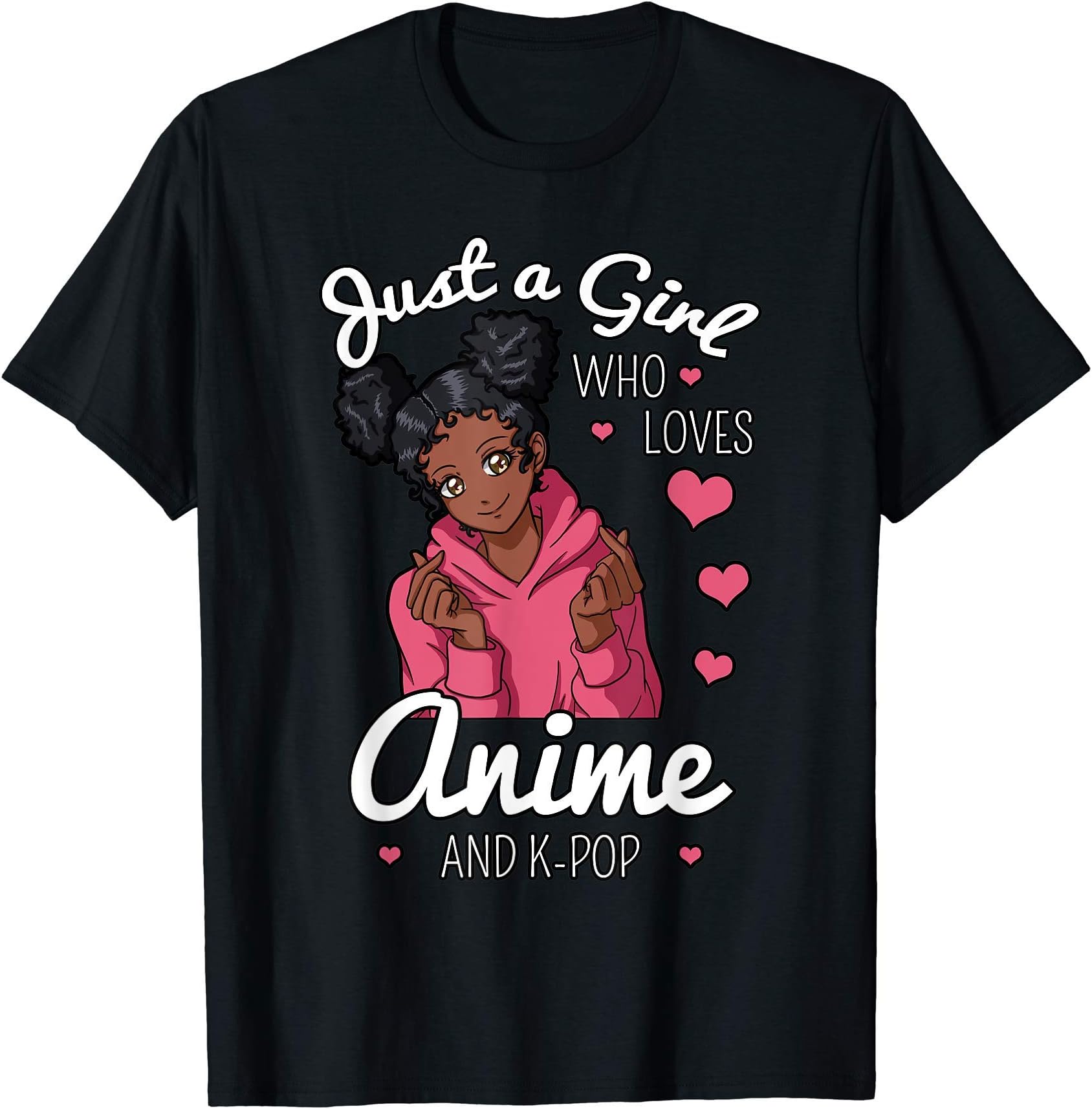Afroamerikanischer Anime K-Pop LiebhaberJust A Girl Who Loves Anime And K-Pop African American Afro Short Sleeve T-Shirt Small