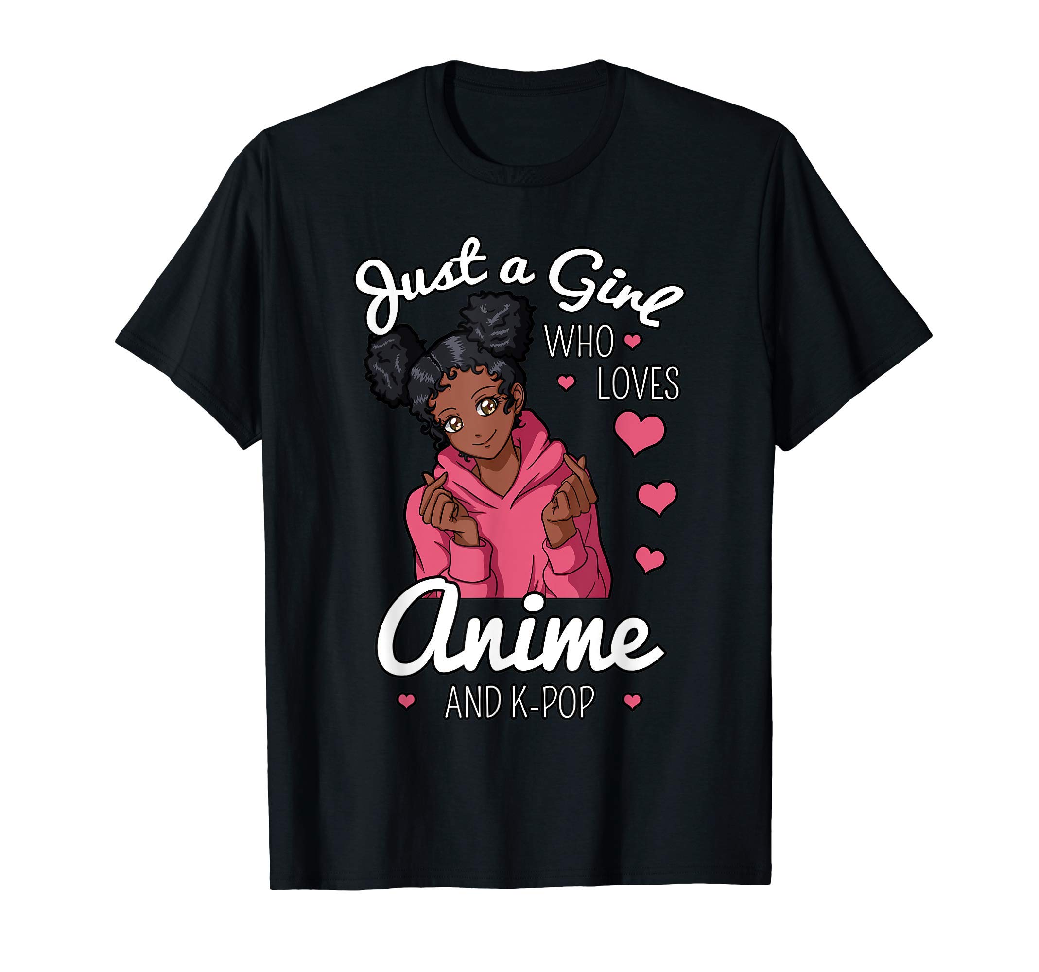Afroamerikanischer Anime K-Pop LiebhaberJust A Girl Who Loves Anime And K-Pop African American Afro Short Sleeve T-Shirt Small