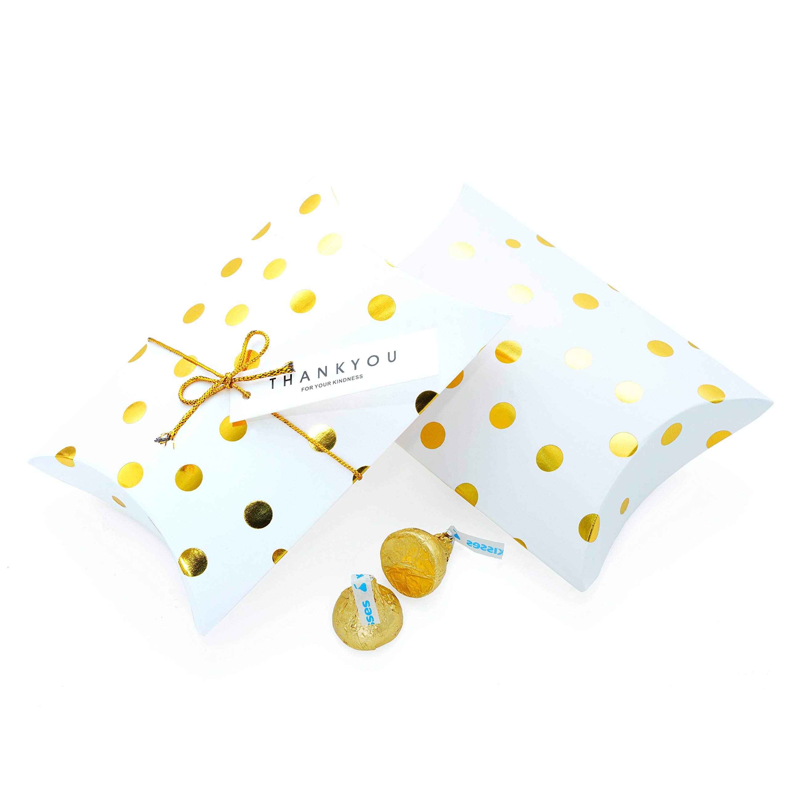 Gold Birthday Party Favors Boxes - Gold Dots Candy Thank You Treat Box Wedding Baby Shower Party Favors Small Gift Packaging Boxes Supplies, 20pc