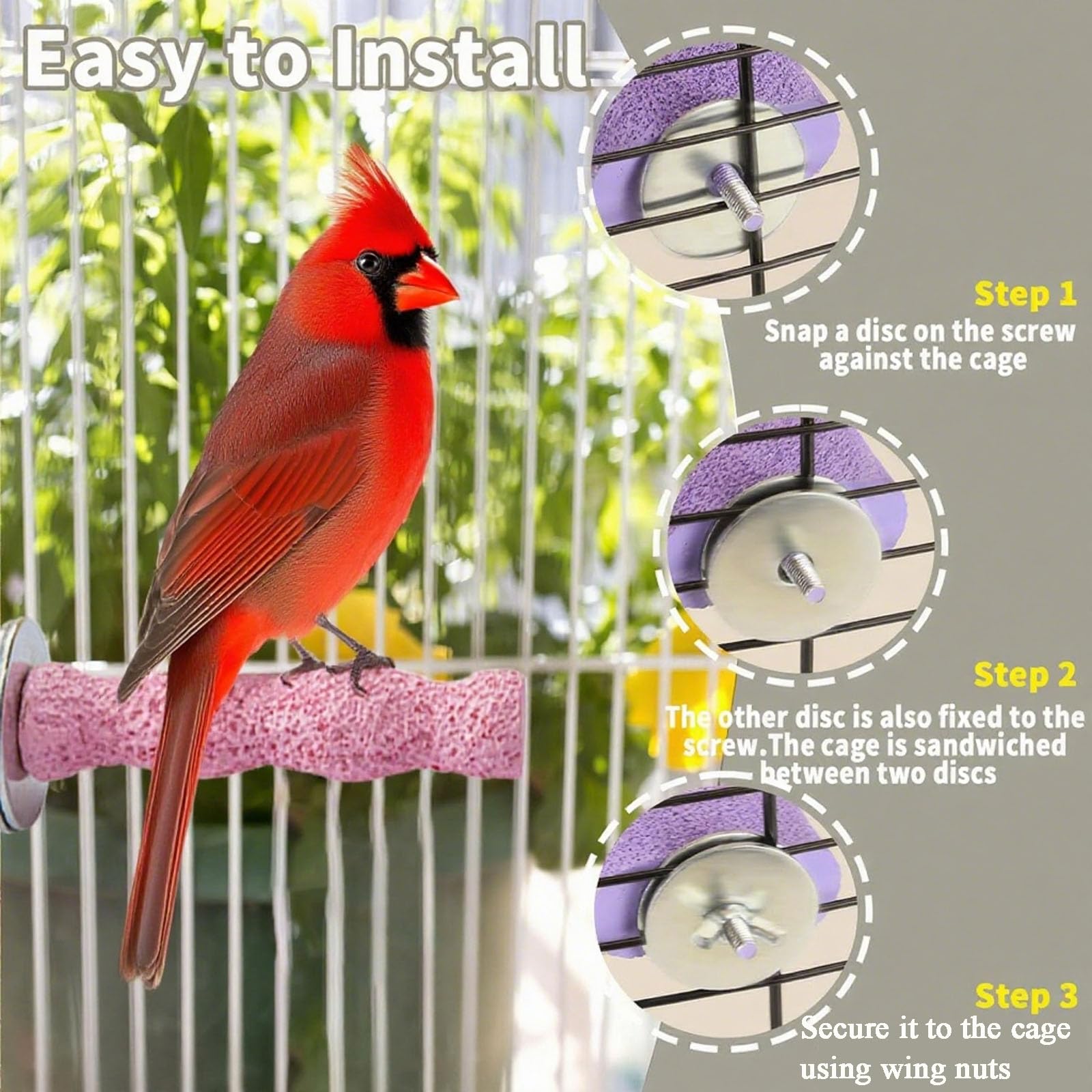 GETJOY 2 PCS Parrot Perch Set, Wavy Claw Grinding Stick with Ice Cream Budgie Perch - Image 4