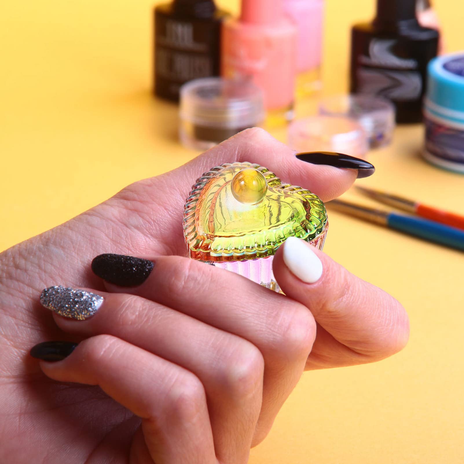 FOMIYES Unique Glass Nail Art Cup 2pcs Crystal Set for Friends Family Professional Manicure Tool