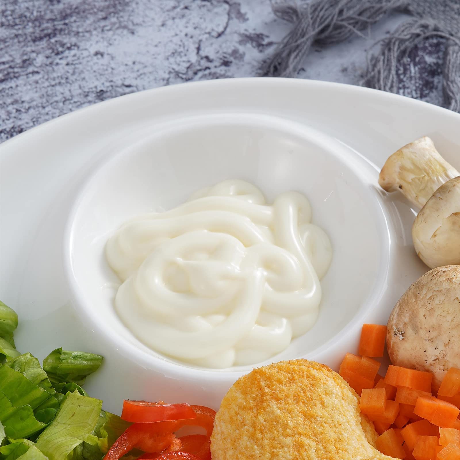 Porzellan-Servierset für Chips und Dips, 2-teilig, unterteilte Teller und Serviertabletts, ideal für Vorspeisen, Snacks, Desserts, Party-Servierung, elegantes Zuhause