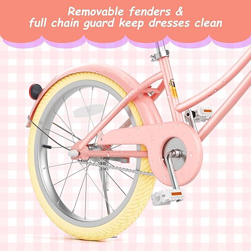 Miniatura 4 de 67i Bicicleta Cruiser para niñas de 12 a 20 pulgadas, bicicleta cómoda de doble suspensión con cesta y película reflectante, asiento ajustable y