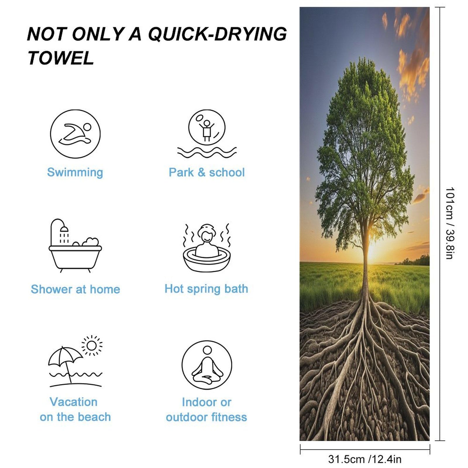 AQRJLPM Inspirational Tree Quick Dry Towel Cold Fabric Workout Sweat Towels Highly Absorbing Odor-Free Travel Towel for Hot Yoga Tennis Running Exercise Working Out Camping