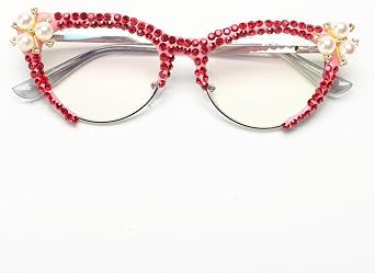 Cat Eye Rhinestone Reading Glasses Diamond Reading Glasses for Women Stylish bling Magnifying Blue Light Readers