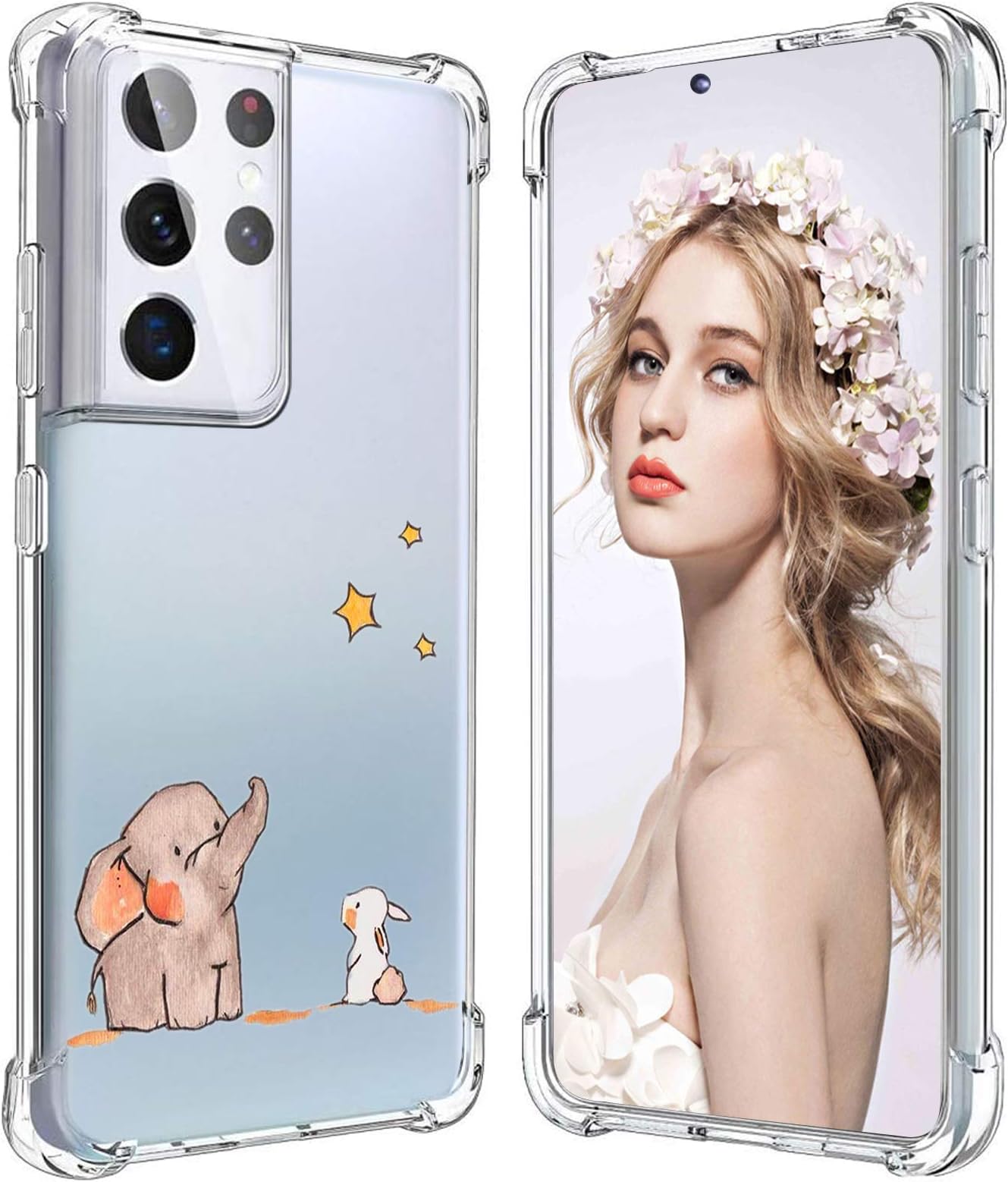 Compatible with Samsung Galaxy S21 Ultra 5G Case Clear Slim Silicone Galaxy S21 Ultra 5G Phone Case Animal Soft TPU S21 Ultra Back Cover Full Body Protector Protective Cases for Samsung S21 Ultra 5G