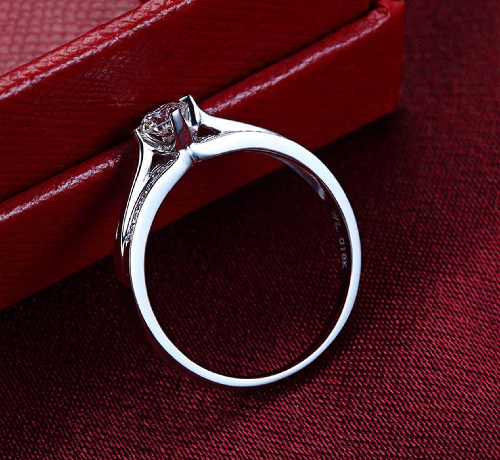 Epinki 950 Platinum/9K/14K/18K Weißgold Trauringe Echt Schmuck, Klassiker Eheringe Labor Erstellt Diamant, Ring Gold 750/585/ 375, Gr.47-70