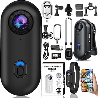 Mini Action Cam 4K,Action Camera,Tragbare Kamera mit 360° Drehbarem Clip und Magnetclip,Wasserdichter 4K-Körperkamera,Kleine Bodycam Körperkamera Überwachungskamera für Reisen, Outdoor
