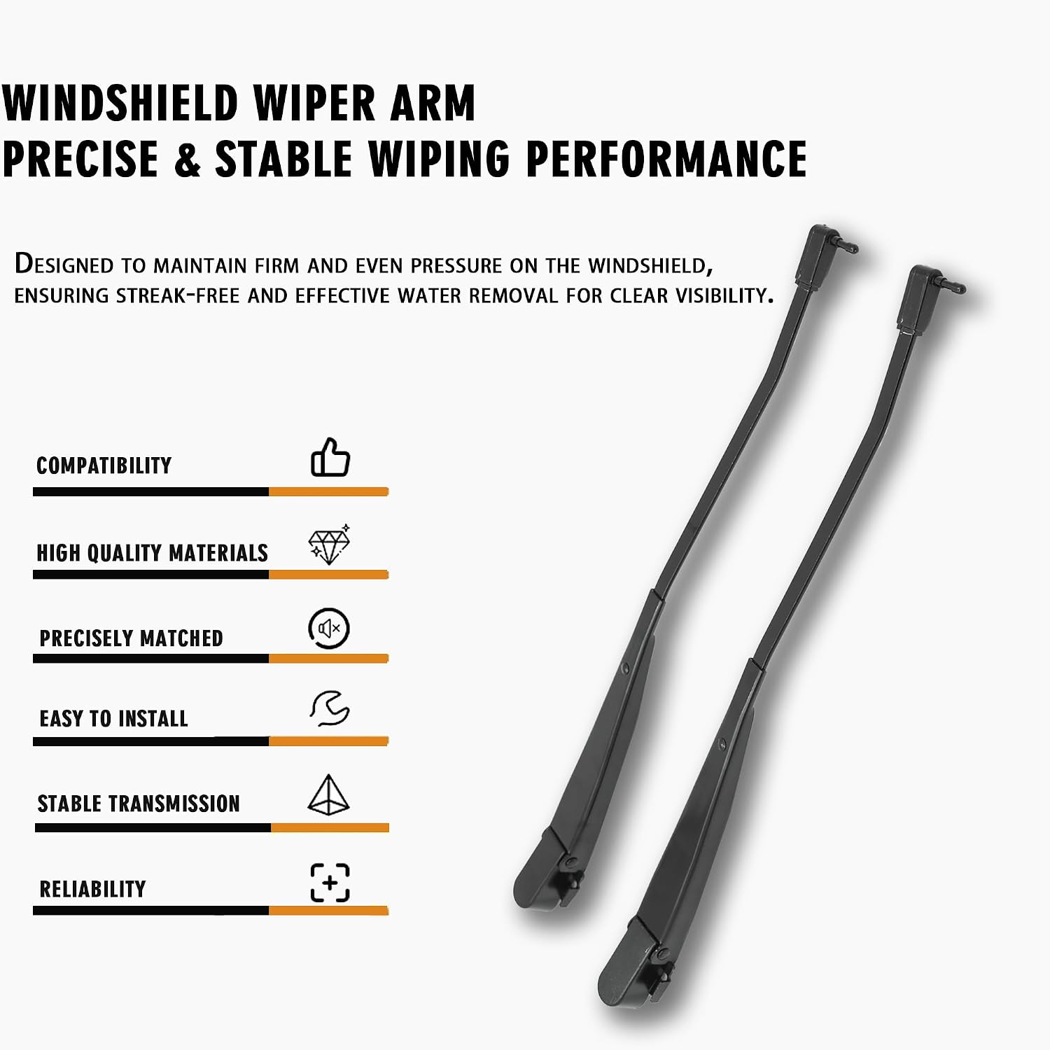 1 Pair Front Windshield Wiper Arm Kit Fits Compatible with Jeep 1984-1996 Cherokee 1984-1990 Wagoneer 1987-1992 Comanche Replaces OE 42863 56001132