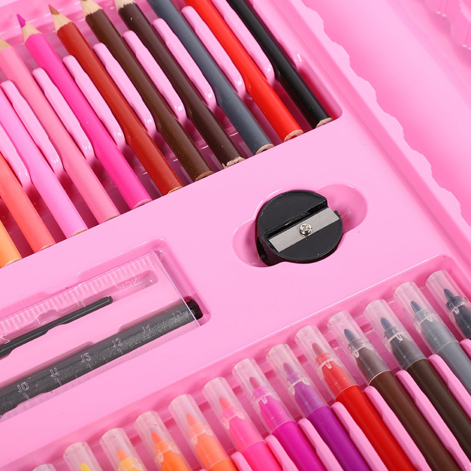 Kinder-Kunst-Set, Wasserfarbstift, Buntstift, Buntstift, Pulverfarbe, Zeichnung, Schreibwaren, Werkzeug, rosa Geschenkbox