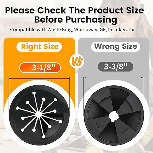 Miniatura 6 de Protector contra salpicaduras para triturador de basura, paquete de 2 deflectores de fregadero de 3 1/8 pulgadas, collar de protección contra