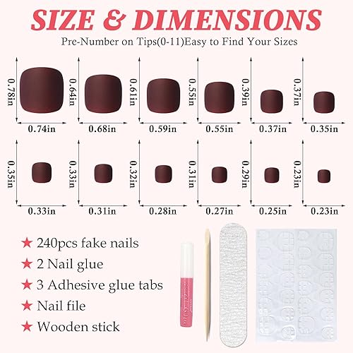 Miniatura 3 de LoveOurHome Uñas postizas a presión, 240 unidades, uñas postizas cuadradas cortas, mate, cobertura completa, acrílicas, puntas de uñas postizas