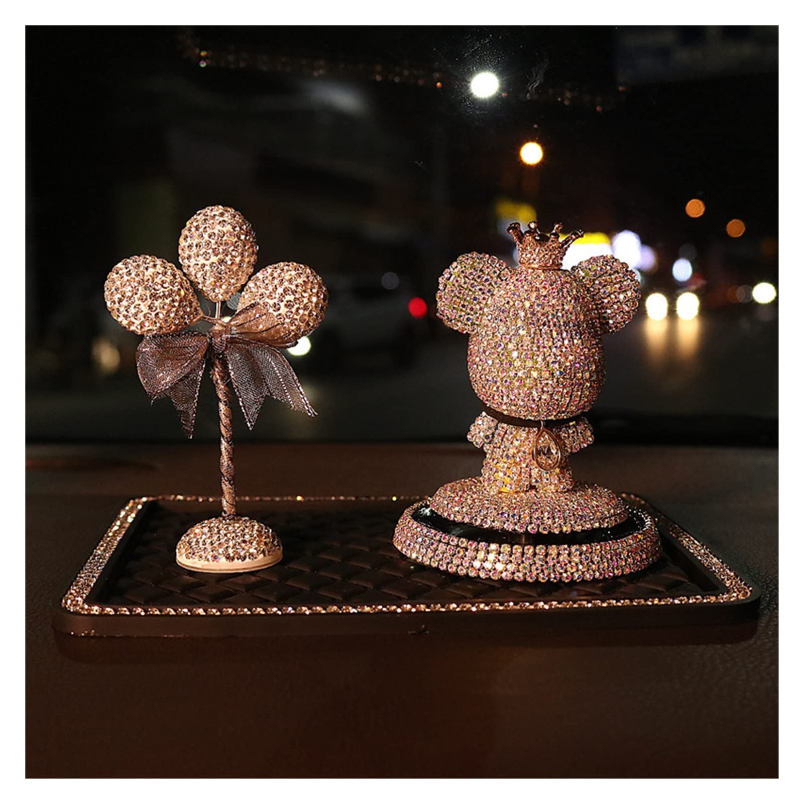 Niedliche Cartoon Bär Diamantauto Ornament Feste Lufterfrischer Auto Dashboard Innendekoration Crystal Car Parfüm Aufkleber (Color Name : Pearl Feather Sets)