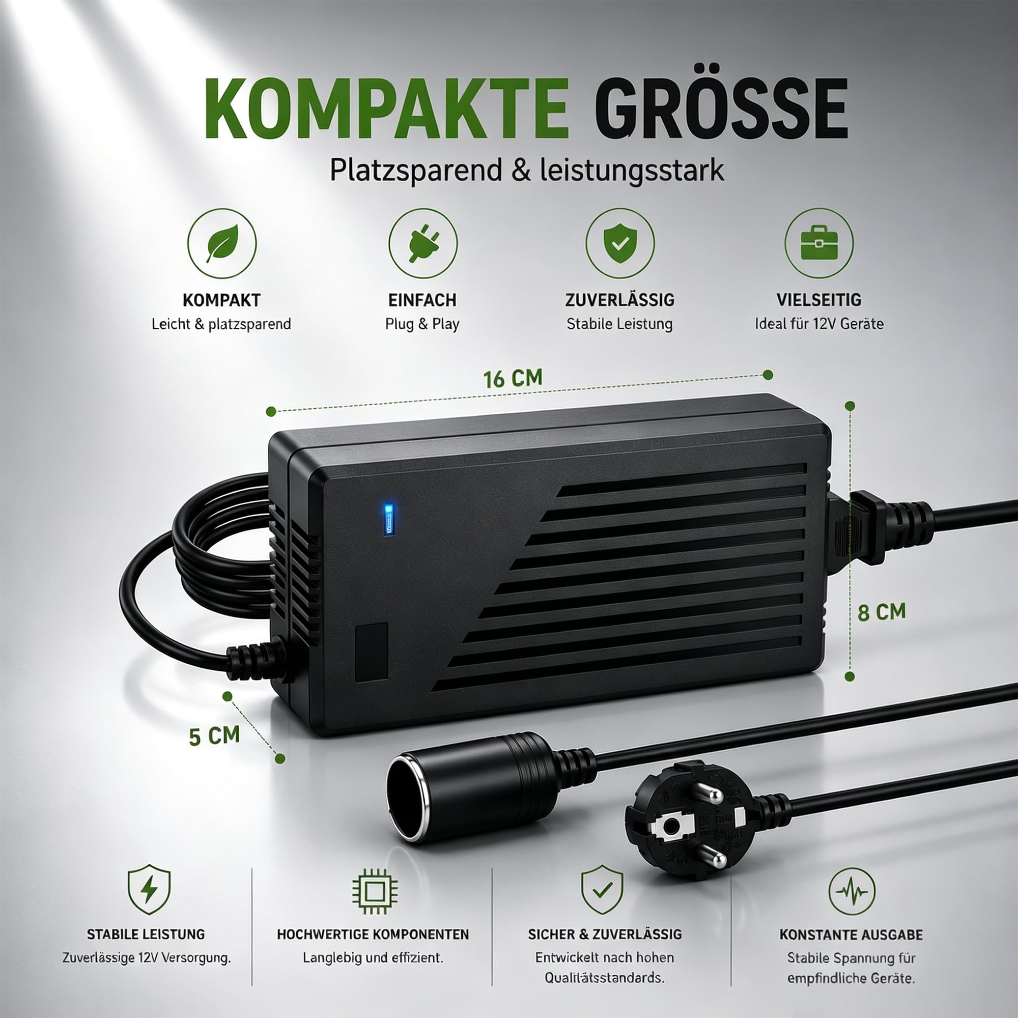 RGBer® | Convertisseur Transformateur 220V 12V | 15A 180 W | Adaptateur Secteur pour Allume-Cigare, Prise Allume-Cigare
