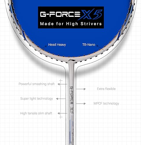 Miniatura 5 de Li-Ning G-Force X5-2.79oz G6 - Raqueta de bádminton