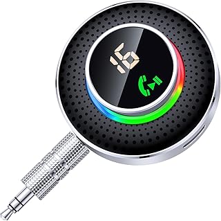 Bluetooth 5.3 Receiver for Car, [Enlarged Button & LED Display Screen] Bluetooth AUX Adapter, 3.5mm Wireless AUX Receiver for Car Stereo/Home Stereo/Headphones, Support Siri/Hands-Free Call