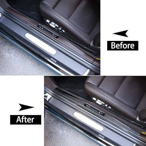 Miniatura 2 de CHEYA Protector de umbral de umbral de puerta de automóvil de fibra de carbono real, 2 piezas para Porsche 718 911 Macan 2016 2017 2018 2019