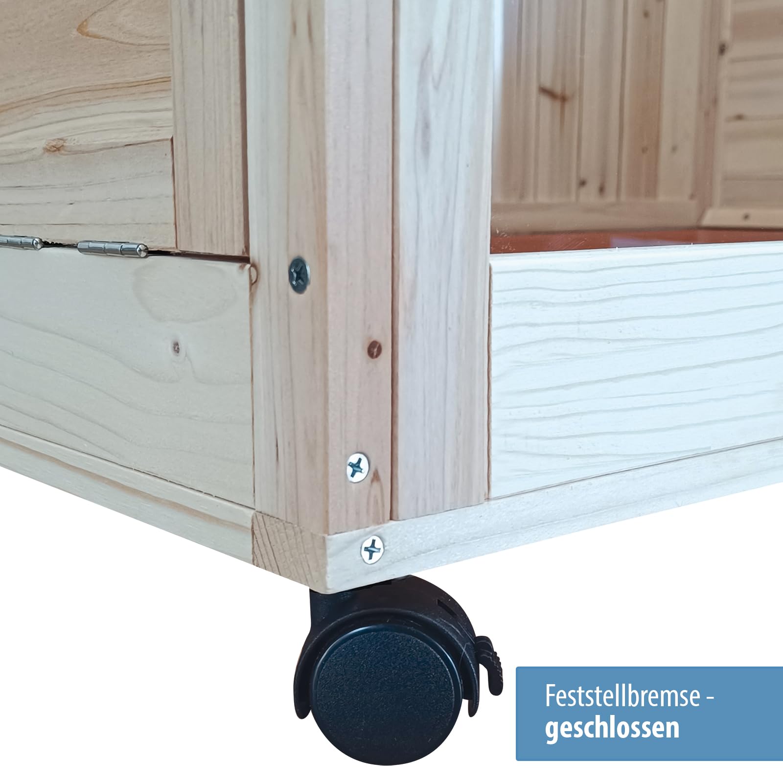 Meerschweinchen Stall aus Kiefernholz - 113 cm - Kleintierstall - auf Rollen - Gehege