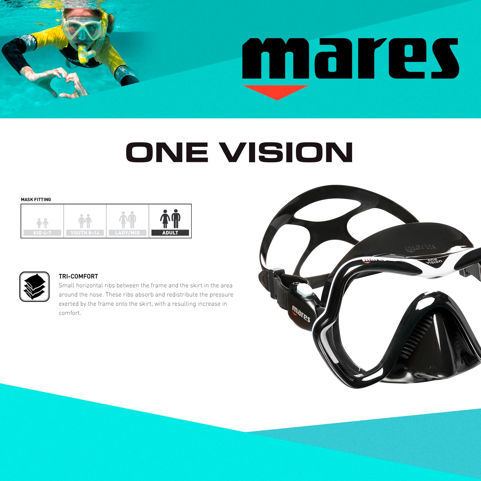 Mares Mask One Vision Untermaske Unisex Erwachsene