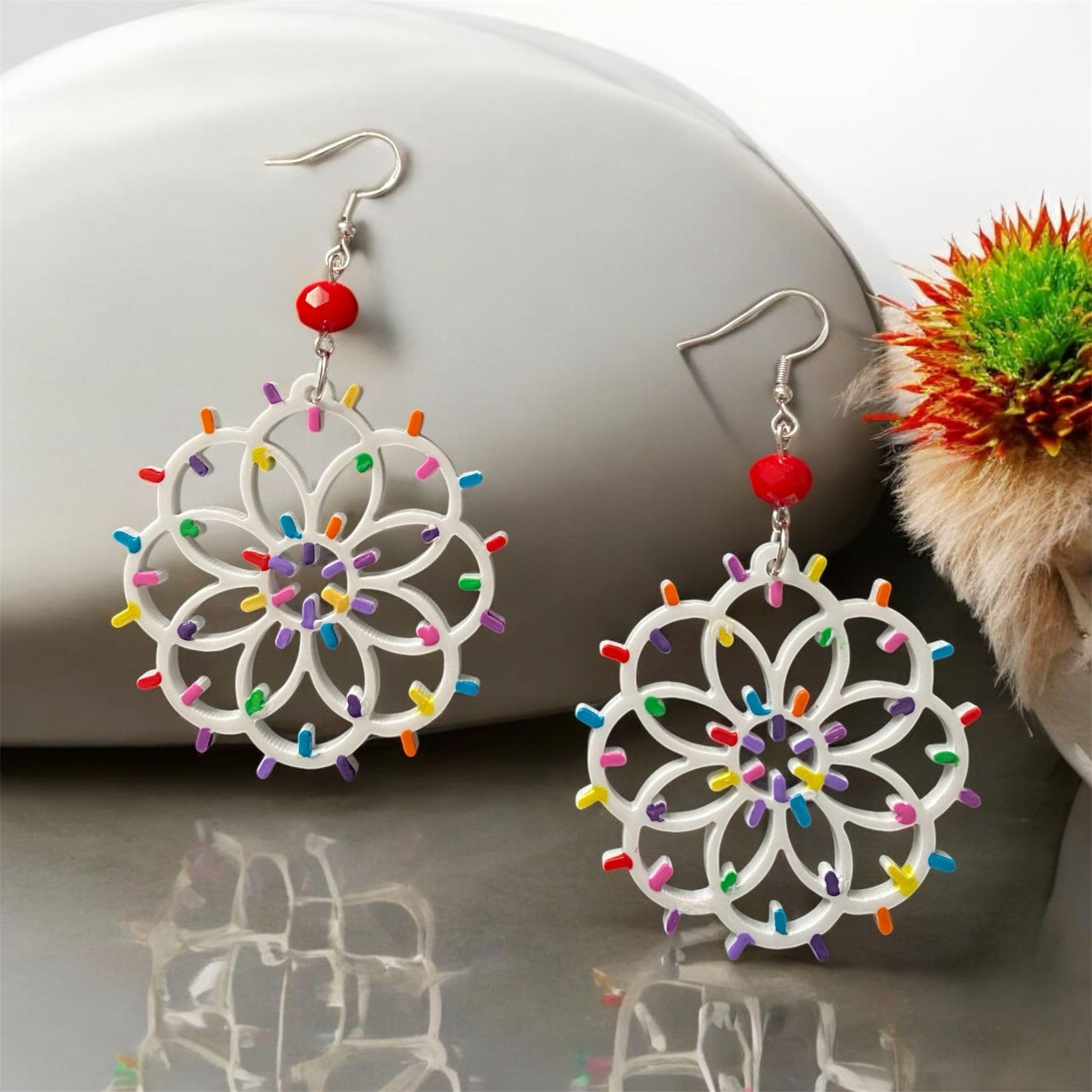 Orecchini dipinti a mano ArteLisanti – LUMINARIE SALENTINE COLOR - pendenti da donna in plexiglass, Gioielli Salento, Gancio in argento, Made in Italy, Bijoux da donna, Lavorazione Artigianale, regalo