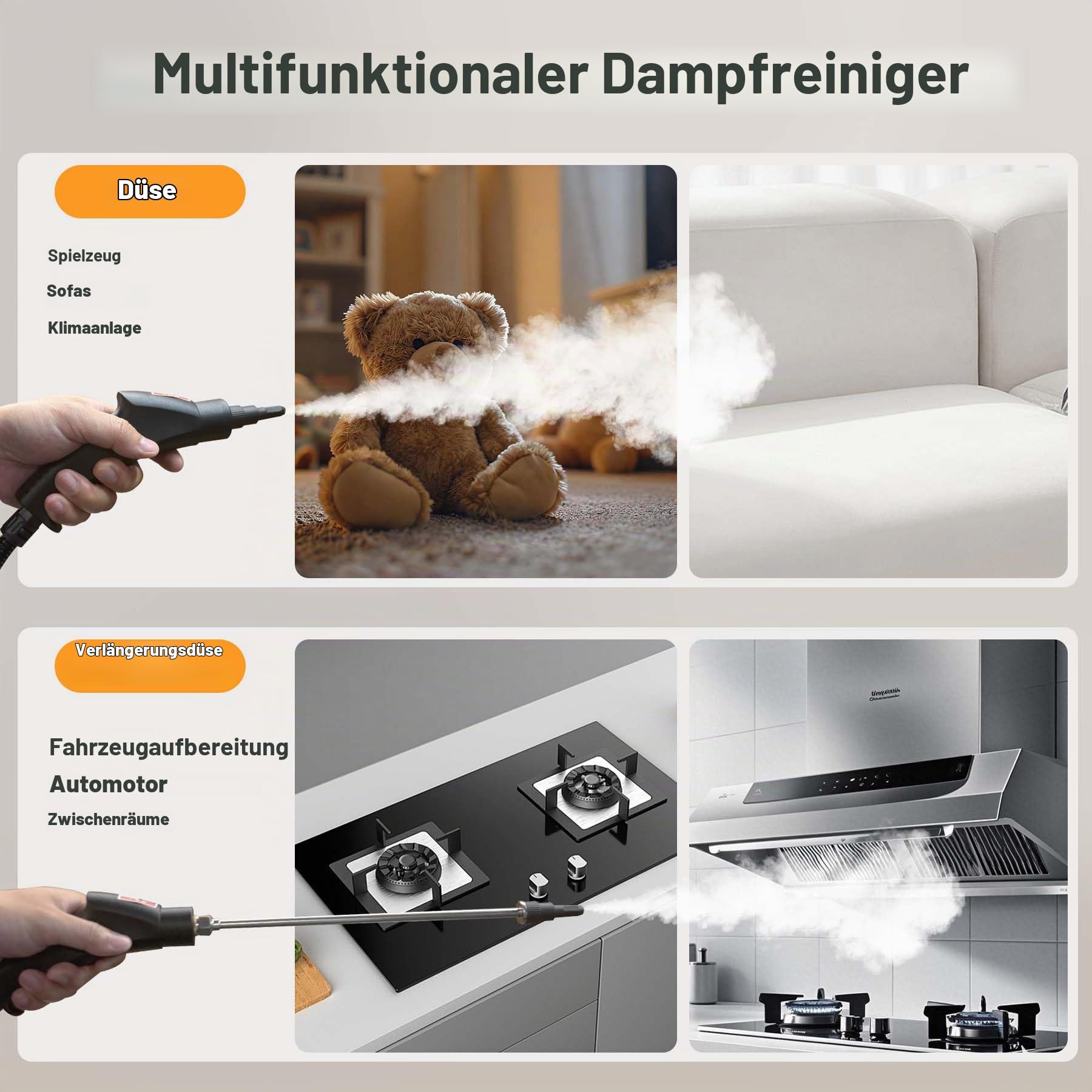 Dampfreiniger Handgerät mit 1,2L Wassertank 6-stufiger Einstellung