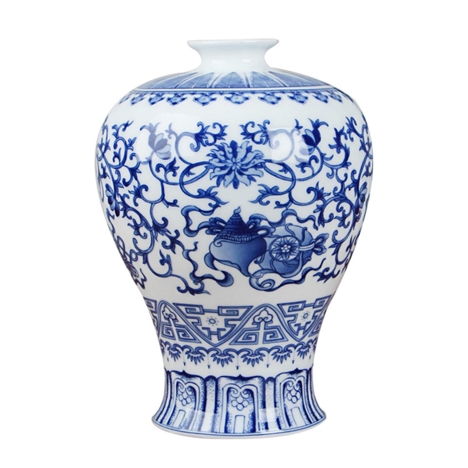 asdchZen Classical Chinese Blue And White Porcelain Vase Hotel And Family Table Decoration Antique Desktop Porcelain Vase