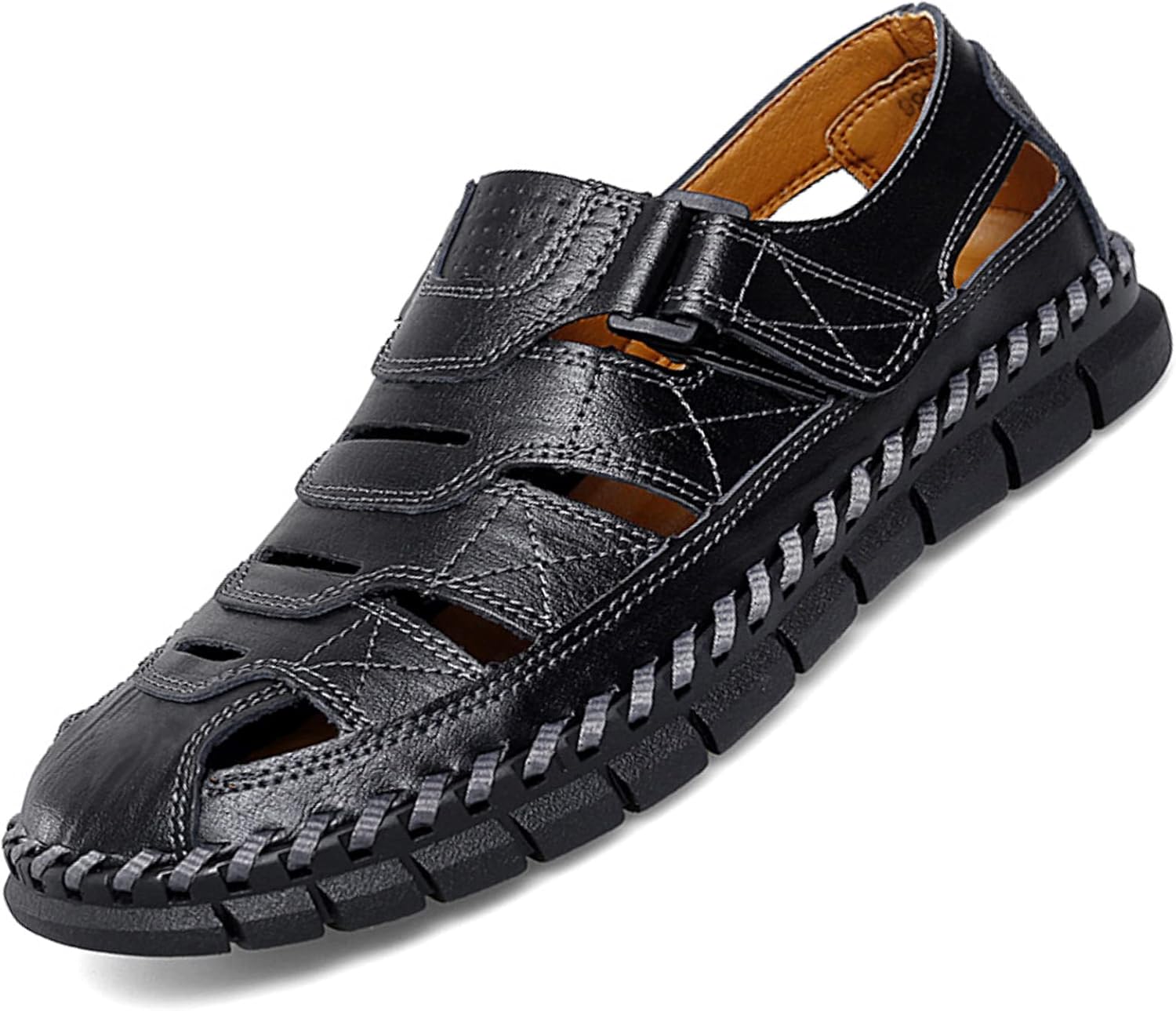 MAIZUN Men’s Sandal Leather Casual Closed Toe Beach Fisherman Shoes Outdoor Summer Sports Sandals