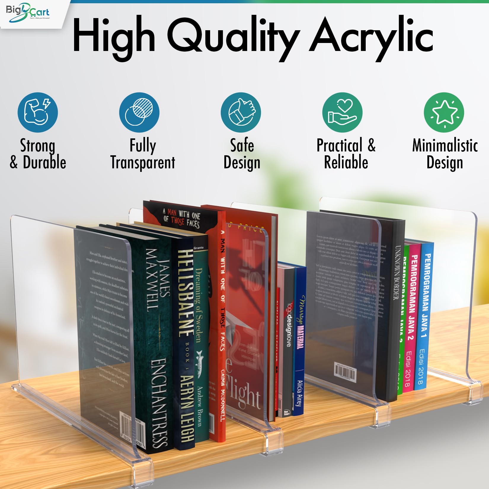 BigBcart Acrylic Shelf Dividers for Closet Organization - Wood Closet Shelf Organizer | Closet Shelf Divider | Closet Dividers for Shelves, Suitable for Wooden or Vertical Shelves (12 Pack)