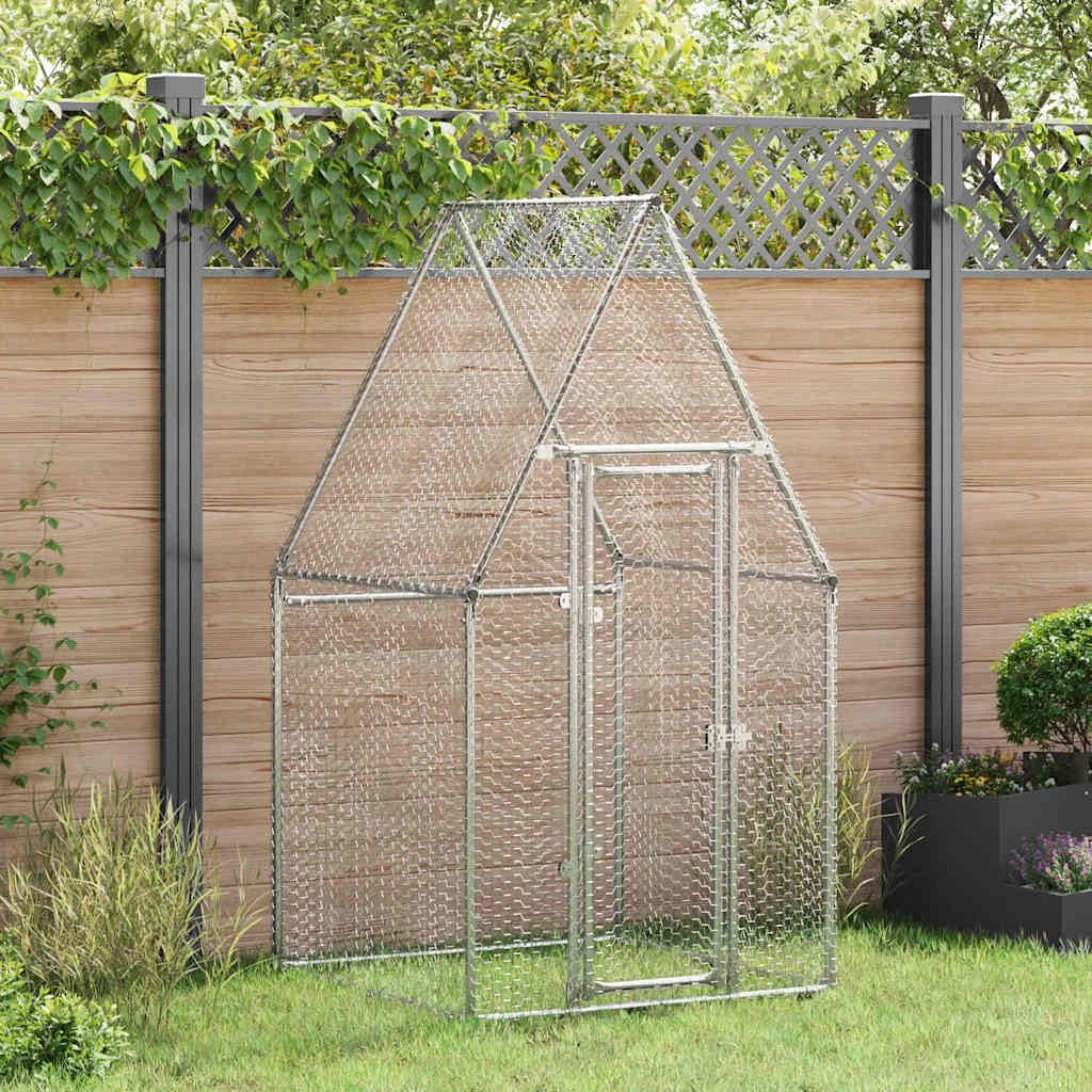 Jaula para gallinas, 100 x 100 x 190 cm, de acero galvanizado, gallinero exterior para aves de corral, patos y animales pequeños, recinto para gallineros con puerta con cerradura