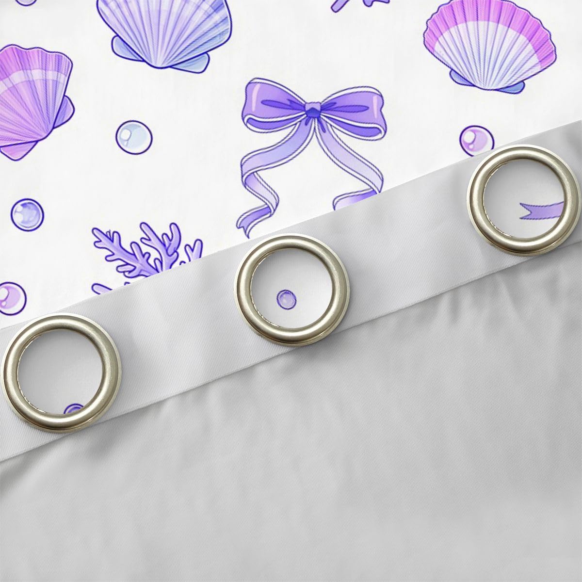 Homemissing Tende oscuranti viola con fiocco per camera da letto, soggiorno, stelle marine, conchiglie, tende oscuranti estive, costiere, spiaggia, oceano, 2 pannelli, 167,6 x 182,8 cm, decorazione