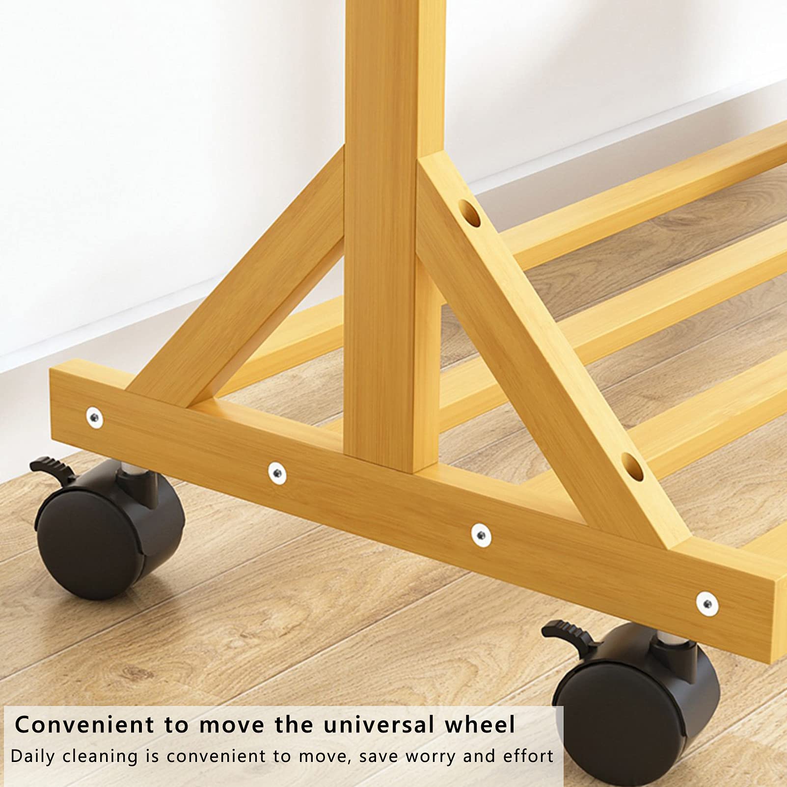 LJHSS Kleiderstnder Bambus,mit Rollen Kleiderstange,6 Haken,Baumform,  Wohnzimmer, Regal Garderobe mit Schuhablage : Amazon.de: Kche, Haushalt &  Wohnen