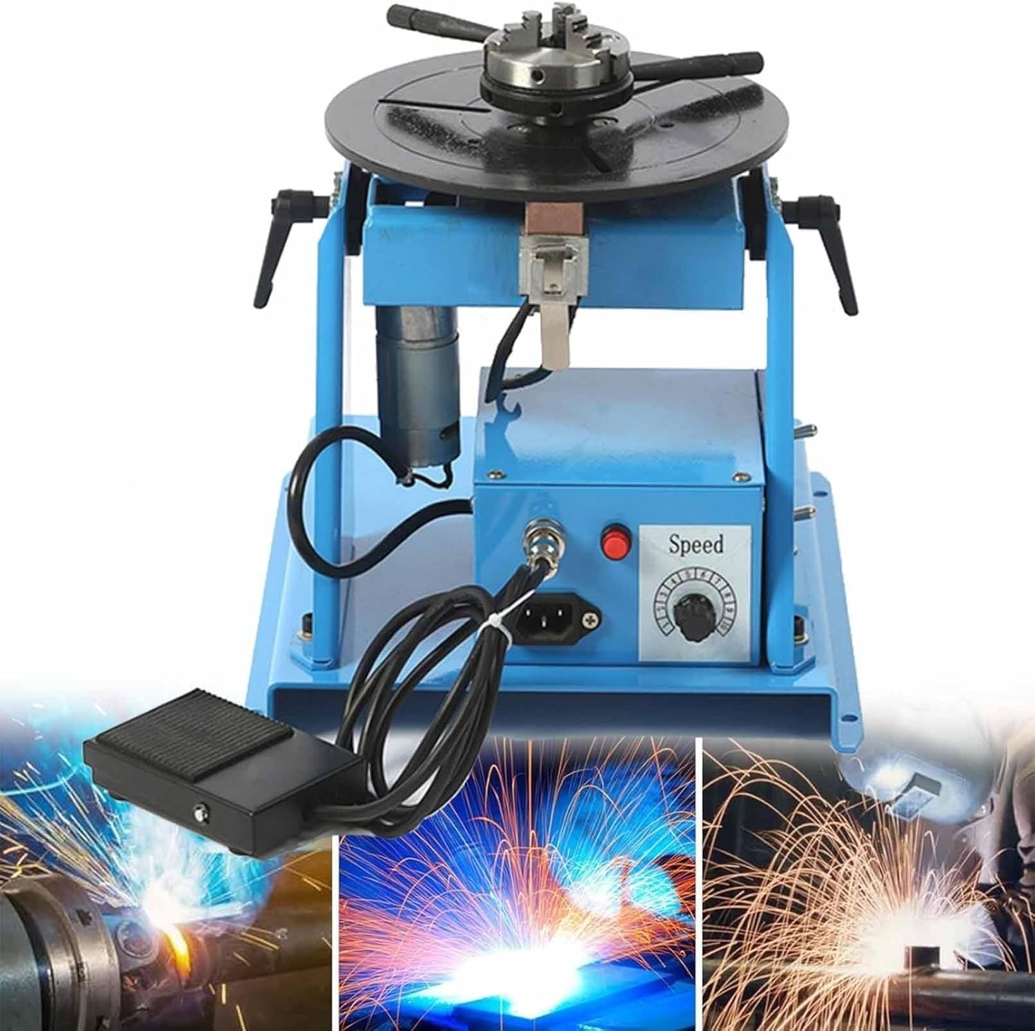 Portable welding positioner turntable machine 180 mm, rotating welding positioner turntable, 2-20 rpm adjustable speed