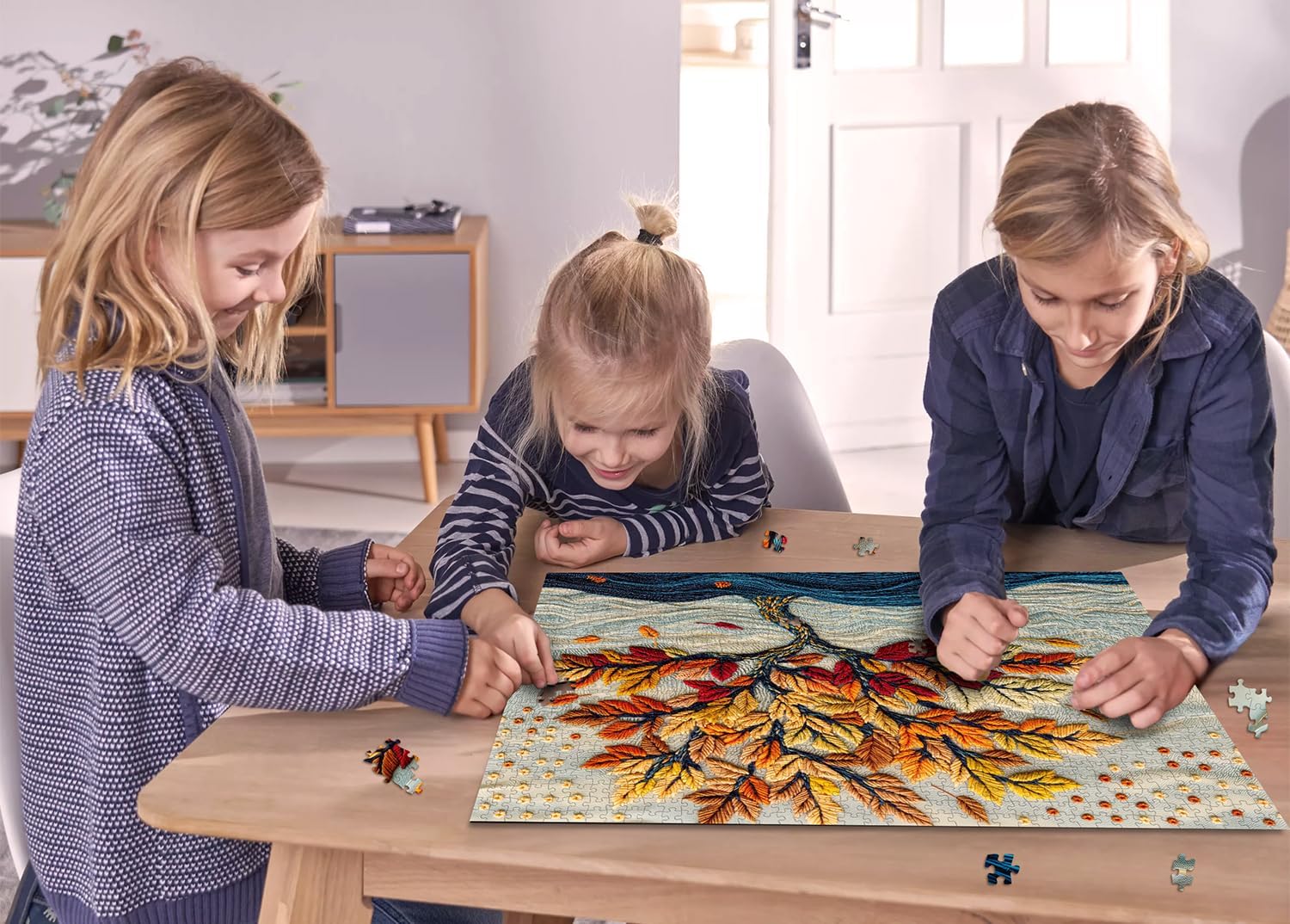 Tree of Life Puzzles for Adults 1000 Pieces, Embroidery Autumn Tree Jigsaw Puzzles, Colorful Nature Plant Difficult Challenging Puzzle as Home Decor