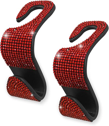 Miniatura 7 de OSIFIT 2 ganchos para asiento de automóvil, ganchos para reposacabezas de automóvil con diamantes de imitación, accesorios universales para interior