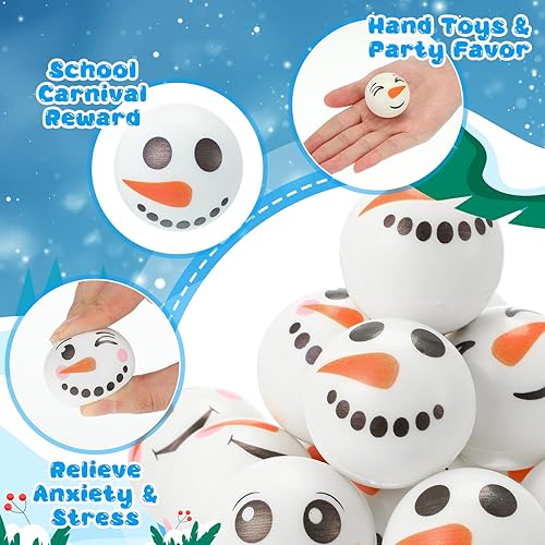 Miniatura 4 de Jerify 60 bolas de muñeco de nieve a granel de Navidad muñeco de nieve juguetes para el estrés Primera bola de nieve, bolas de muñecos de nieve,