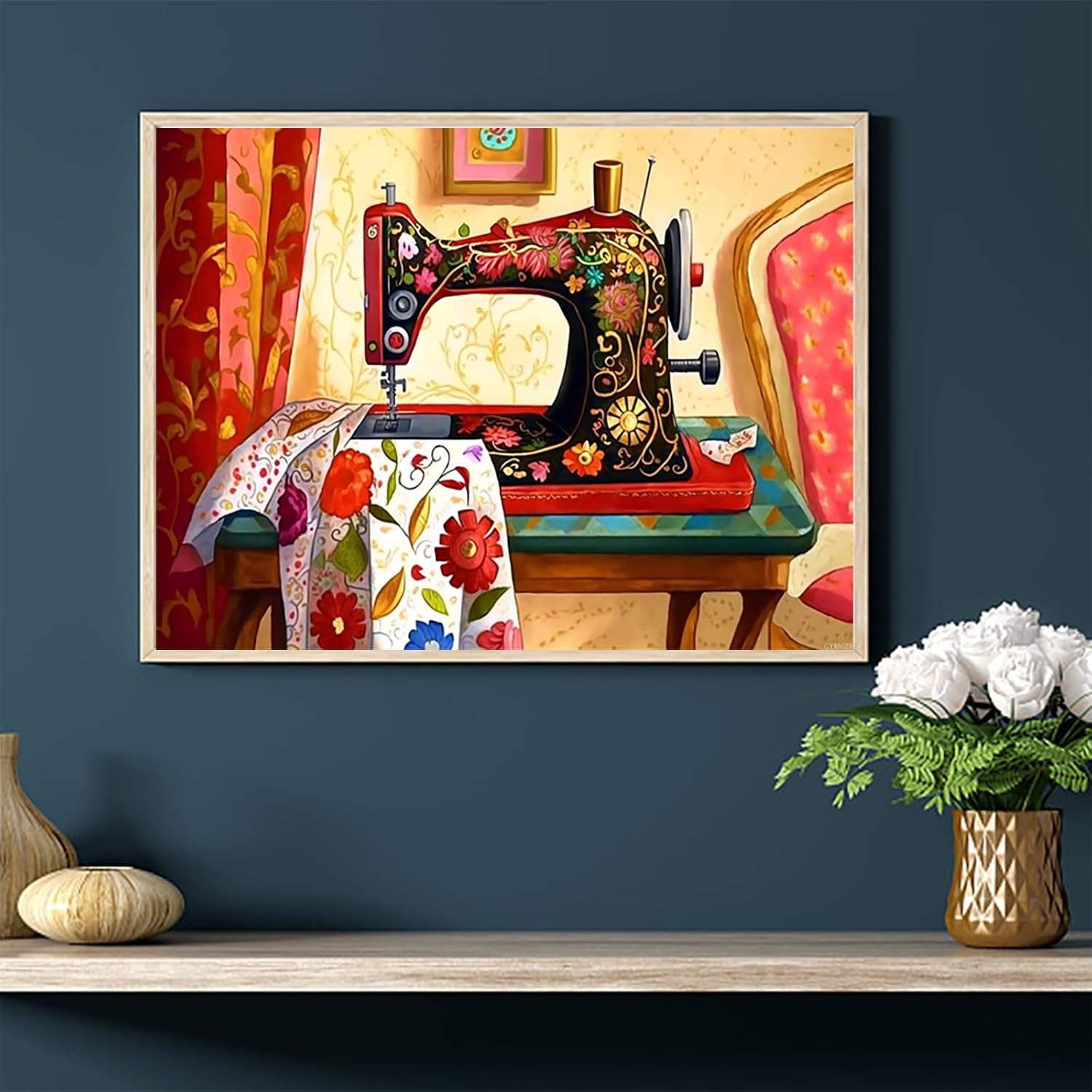 GYANIZR Colorful Sewing Machine Ultra Realistic Diamond Art Painting for Adults 5D Diamond Painting Kits Bedroom and Kitchen Decor Fun Creative Gifts 30x40cm image 2