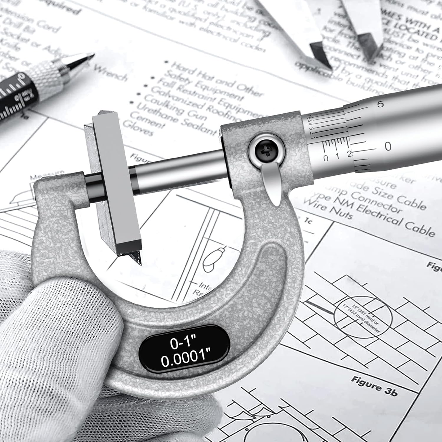 HDLNKAK High-Quality Outside Micrometer Set, 4 Pcs Machinist Tool Set(0-1'' 1-2'' 2-3'' 3-4''), 0.0001" Graduation Micrometer Set, Alloy Precision Micrometer, Micrometer Standard Set with Case - Grey