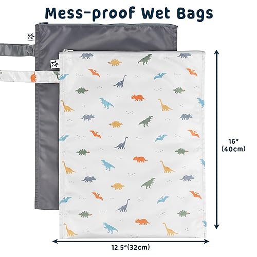 Miniatura 2 de Tiny Twinkle Mess-proof Wet Bags 2 Pack Waterproof and Washable Bag for Travel storage, Stroller, Daycare, Baby Diapers, Yoga, Beach, Pool, Wet