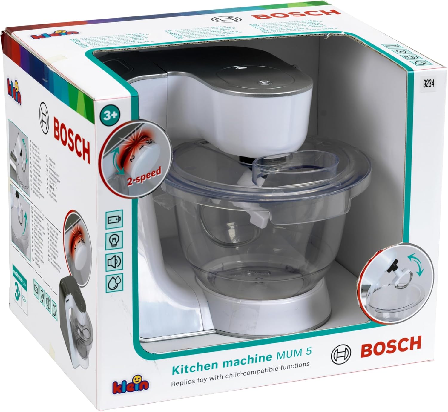 Theo Klein 9234 Bosch food processor I Battery powered food processor with 2 speed settings I Dimensions: 20 cm x 22 cm x 20 cm I Toy for children from 3 years