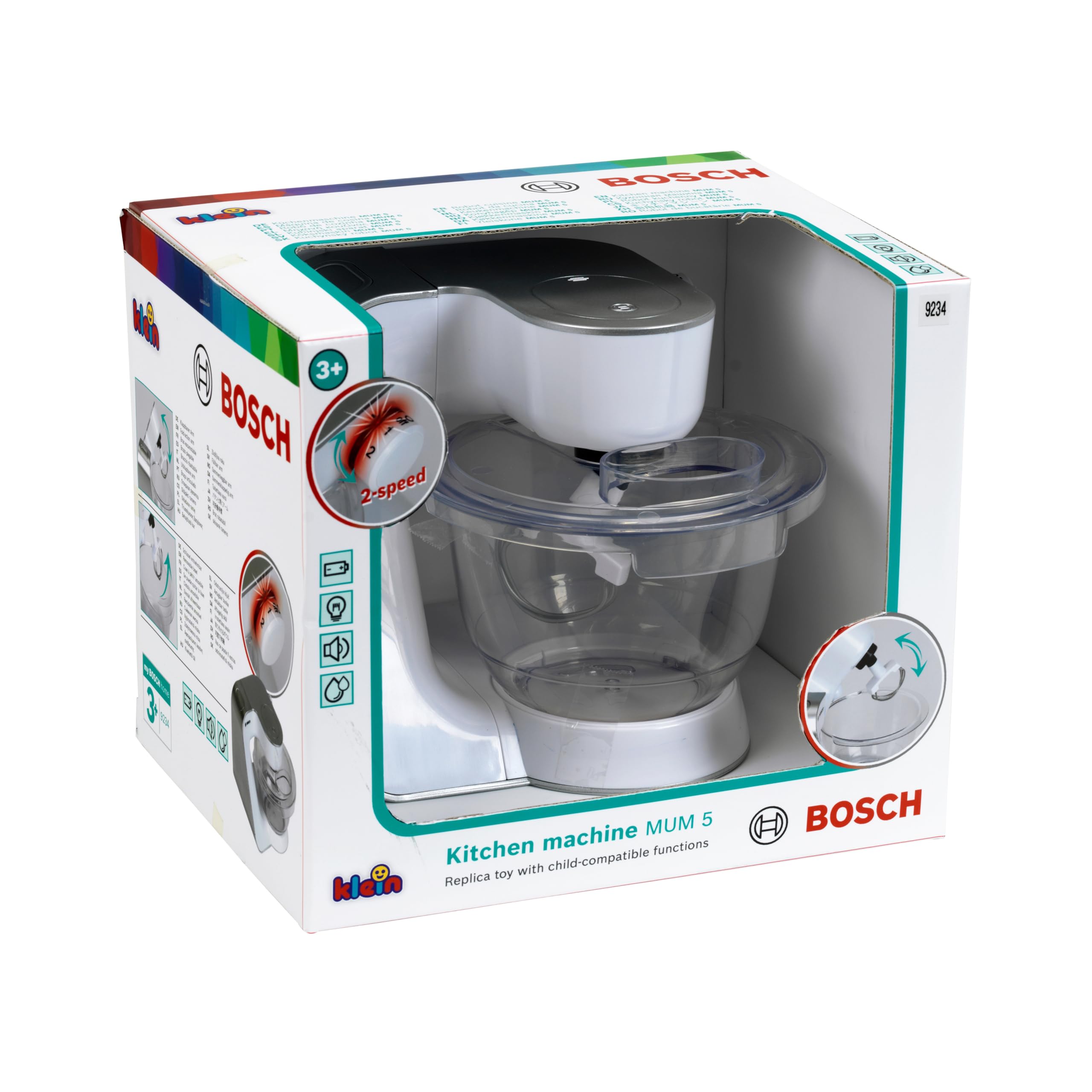 Theo Klein 9234 Bosch Küchenmaschine I Batteriebetriebene Küchenmaschine mit 2 Geschwindigkeitsstufen I Maße: 20 cm x 22 cm x 20 cm I Spielzeug für Kinder ab 3 Jahren