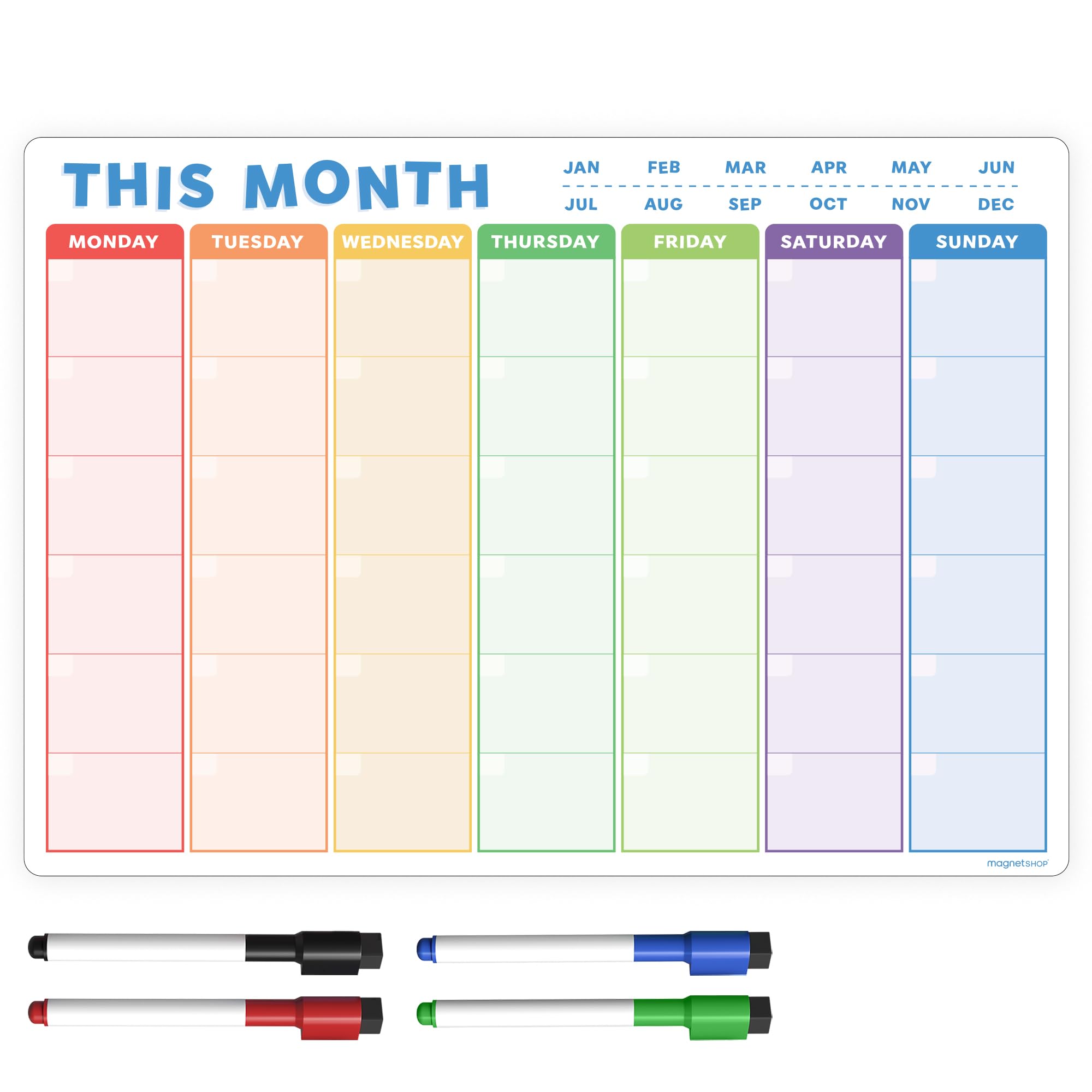TMS Magnetic Monthly Calendar, Weekly Planner and Daily Organiser for School, Home and Office | Track Chores, Homework, Meetings, Appointments