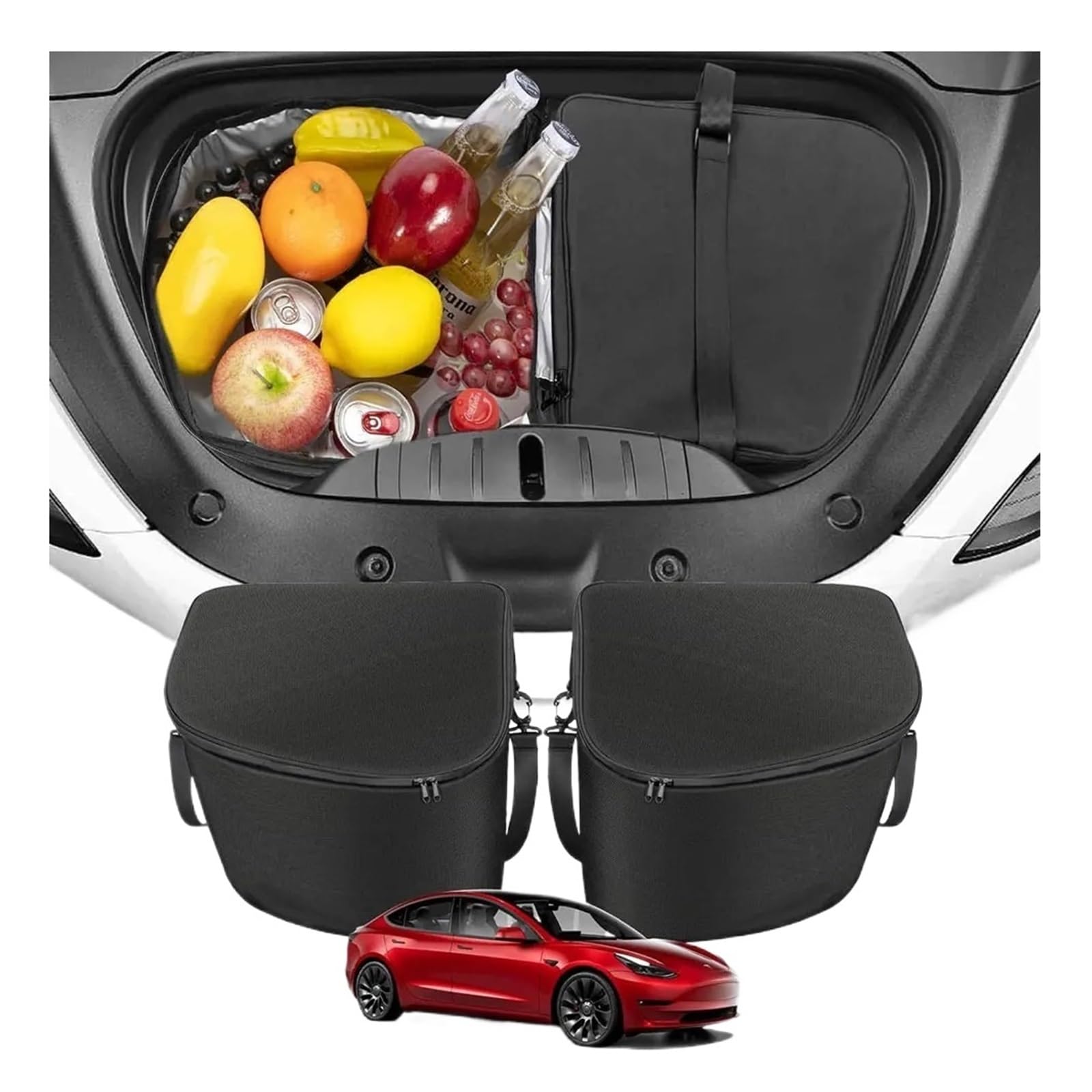 Tghdmd For Model 3 Highland 2Pcs Frunk Cooler Organizer Compatible With Tesla Model Y/3, Insulated Storage Bags With Compartments, Leak-Proof Front Trunk Organizer 2024, Travel Food Cooler Bag(For Model 3