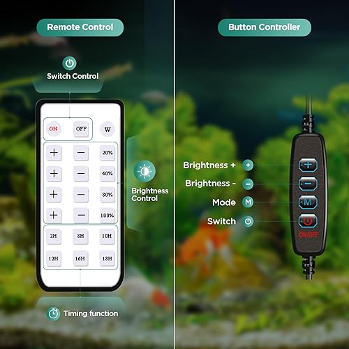 Miniatura 4 de Lominie Luz LED para acuario de espectro completo, luz de tanque plantado de 15 W con control remoto para pecera de 12 a 18 pulgadas, acuario de