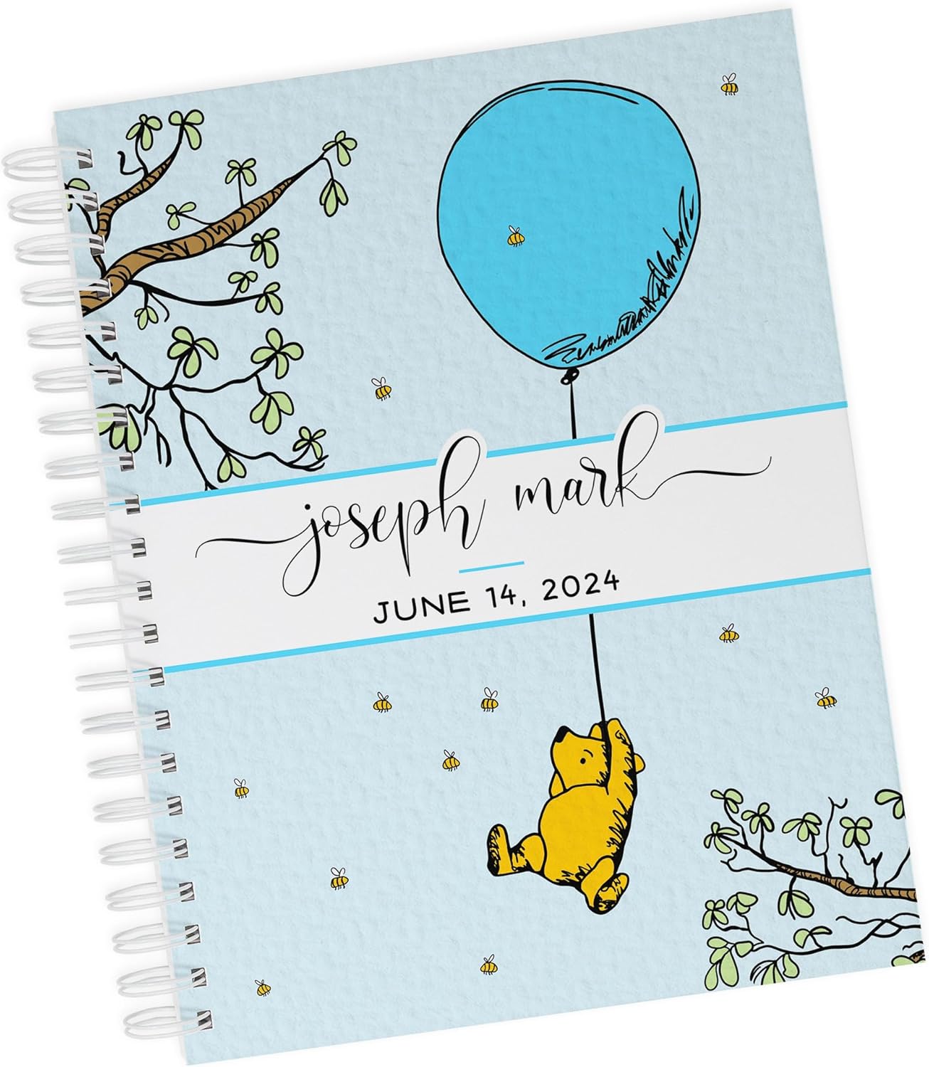 Winnie The Pooh Baby Memory Book - Hard Cover First Year Album Personalized with Baby’s Name - Baby Journal